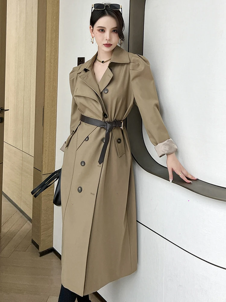 Imagem -04 - Trench Coat Feminino Francês Elegante Primavera Design de Moda Vintage Chique Túnica Faixas Solto Duplo Breasted Blusão Jaqueta Feminina