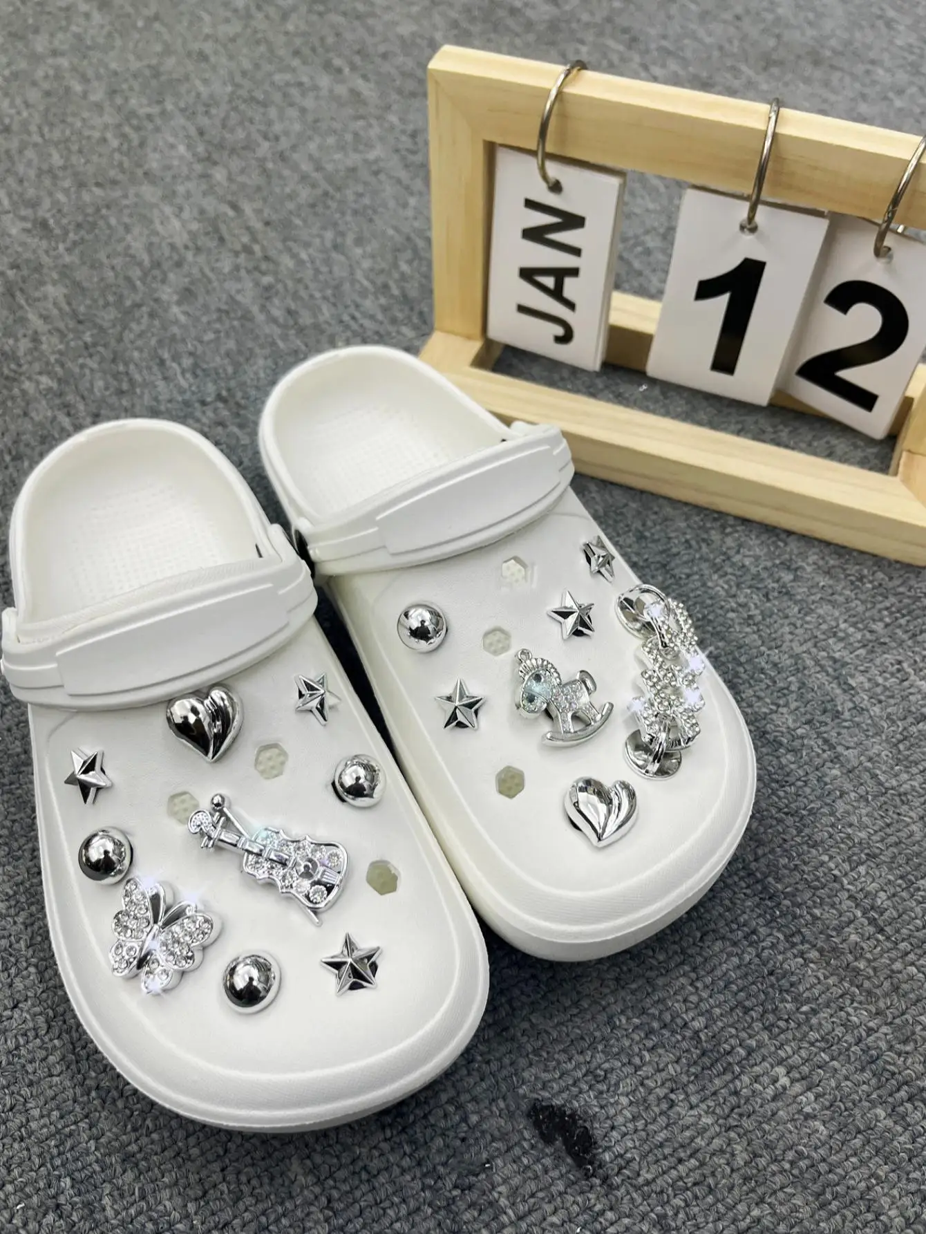 16 pezzi/set di scarpe da spiaggia accessori per scarpe, scarpe con catena a cavallo con diamanti a pois fai da te scarpe da giardino con fibbia decorativa floreale beach sho