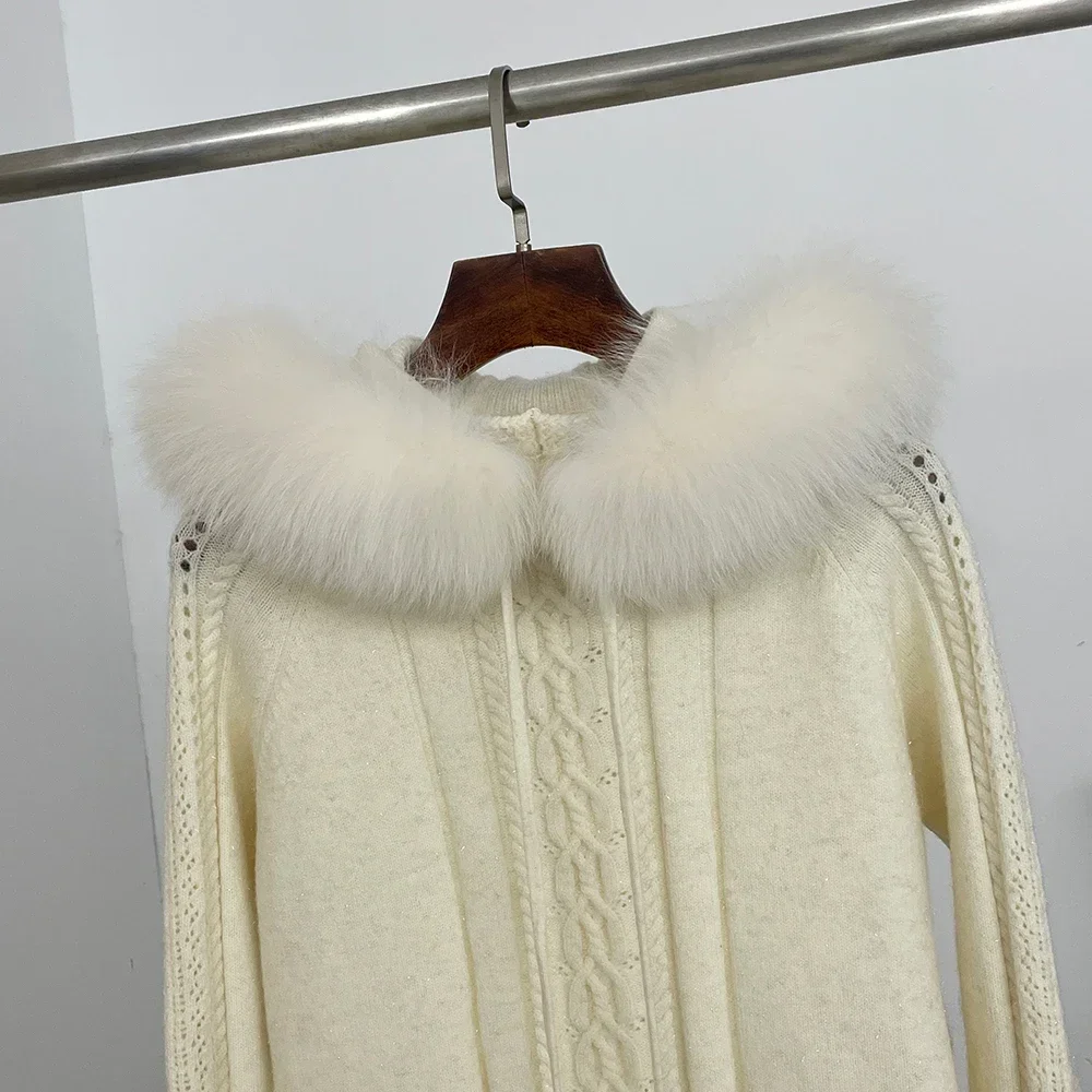 Pull tricoté à manches longues pour femmes, pull rétro américain en tricot torsadé, garniture en peluche, pull à capuche, manteau Streetwear Harajuku