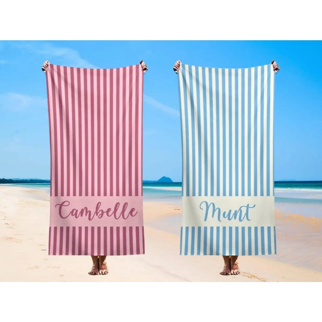Strandtücher mit individuellem Namen, Farbe, leichtes Mikrofaser-Handtuch, Anti-Sand, schnell trocknendes Badetuch, personalisiertes Geschenk für Geburtstagsvater – Detail 6