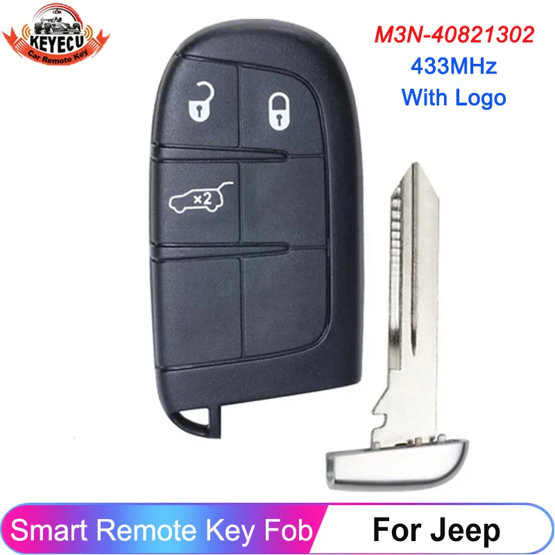 KEYECU OEM 3 Buttons For Jeep Grand Cherokee 2014 2015 2016 2017 2018 2019 M3N-40821302 68143506 AA AB AC Smart Remote Key Fob