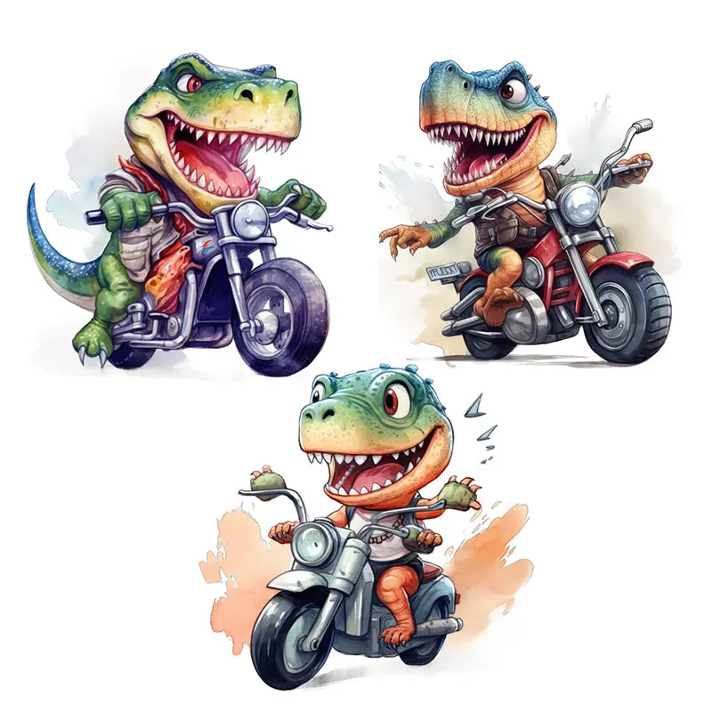 M419 Dinosaur Riding A Motorcycle Wall Sticker Bathroom Toilet Decor Living Room Cabinet Refrigerator Home Decoration Sticker De