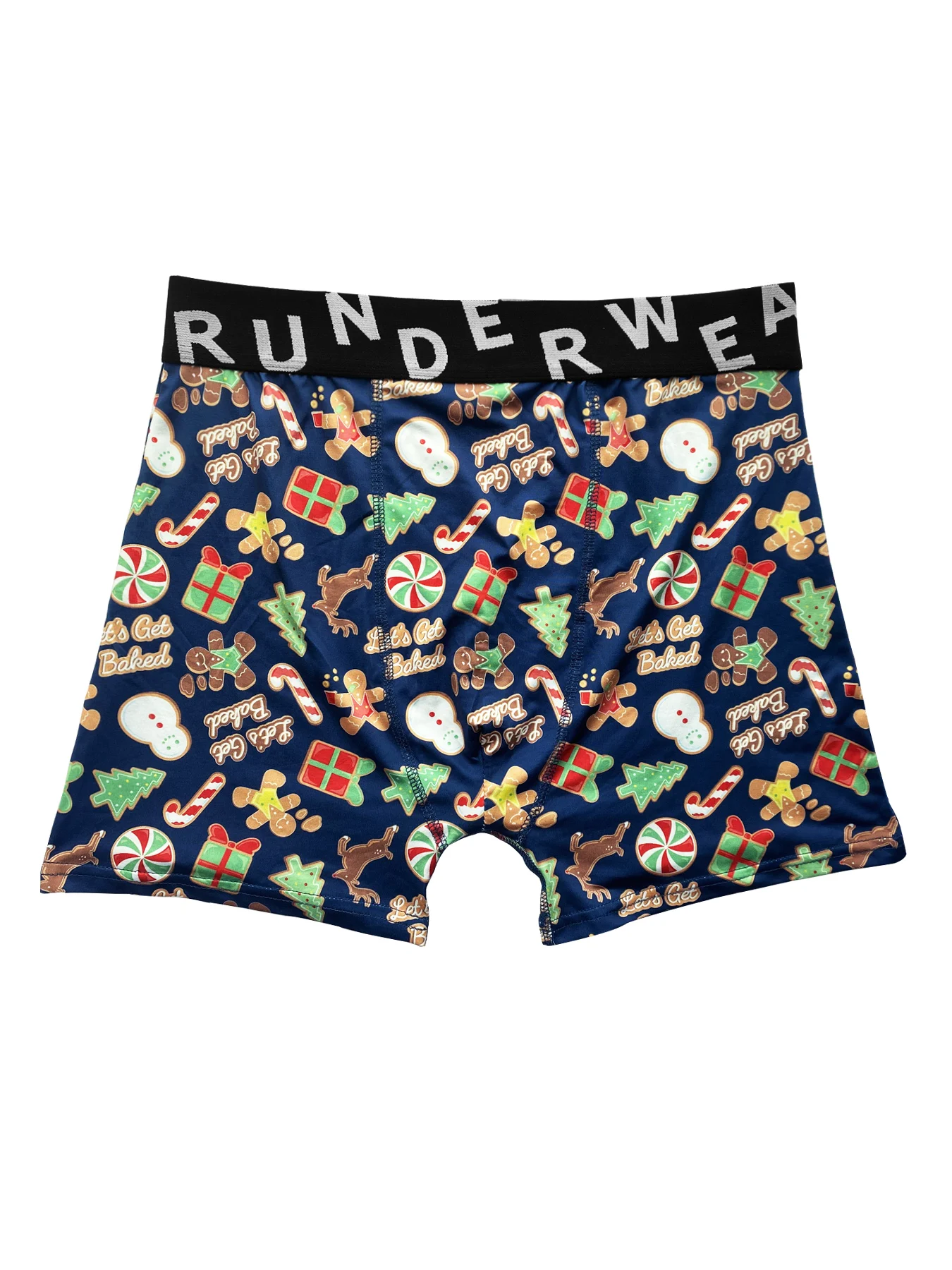 Men Christmas Stylish Printing Shorts Underwear Mid Waist Elastic Waistband Boxer Brief Breathable Underpants