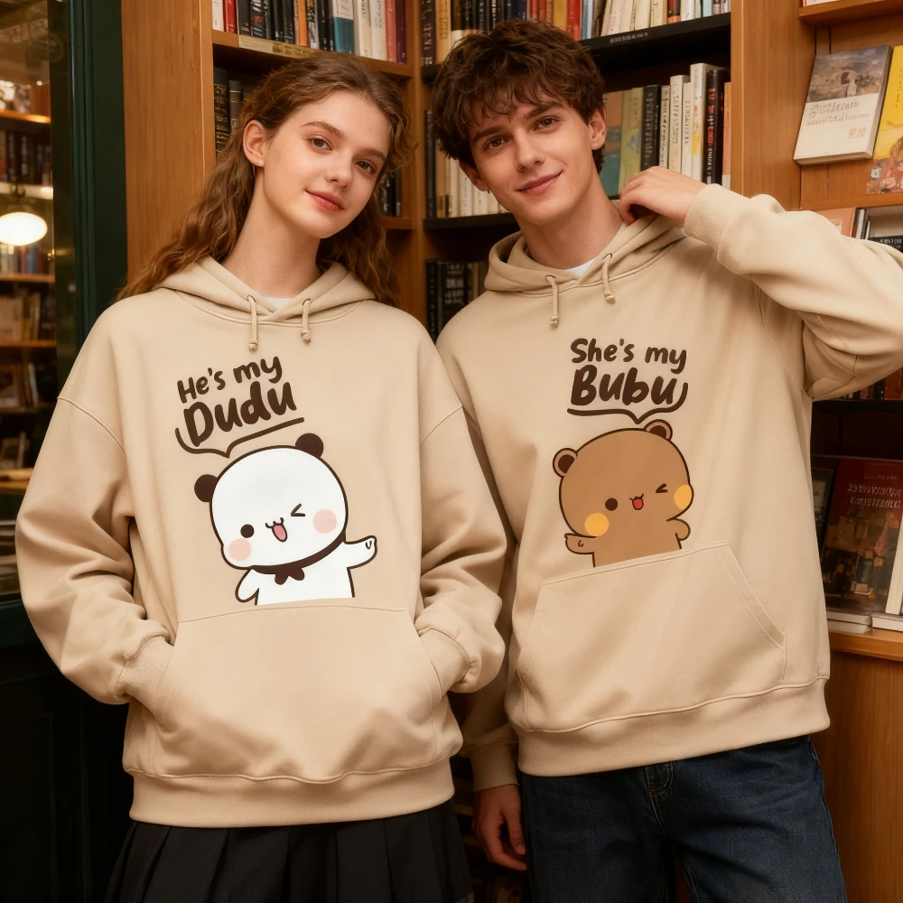 

Парные толстовки Bubu Dudu Bear: одинаковые комплекты для него и для нее, повседневные милые парные наряды для осени и зимы, мужская и женская одежда для повседневной жизни