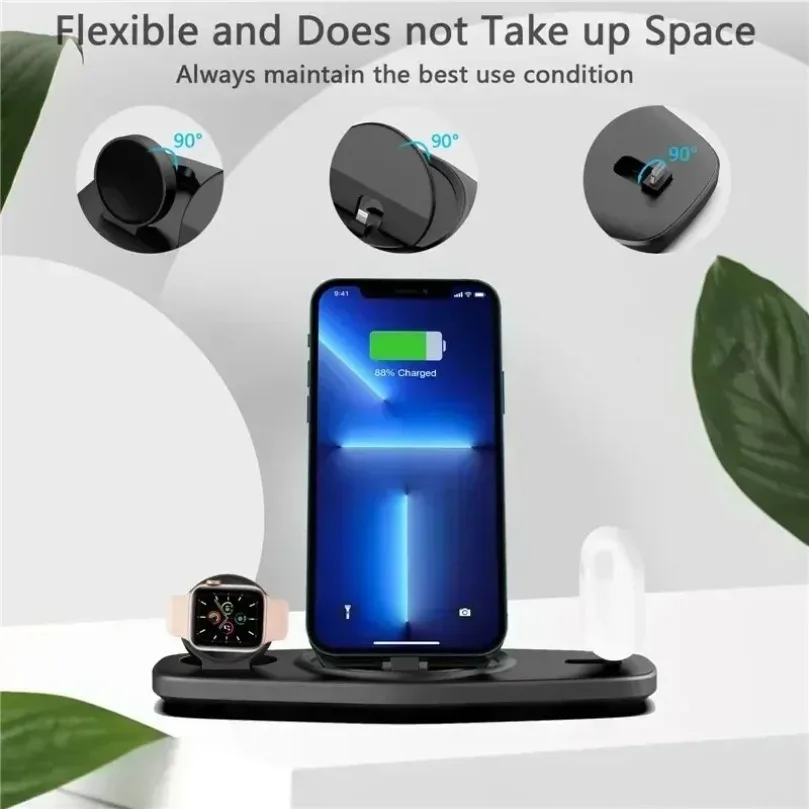 3-in-1 Schnell-Ladestation Faltbares Kabelloses Ladegerät Ständer Dock Handyhalter für iPhone 17-12 Apple Watch AirPods – Detail 31