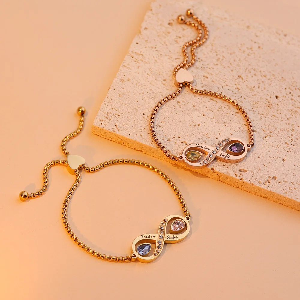 

DIY Engraving Couple Bracelet Personalized Engraved Name Customized Bracelets Valentine's Day Jewelry Gifts