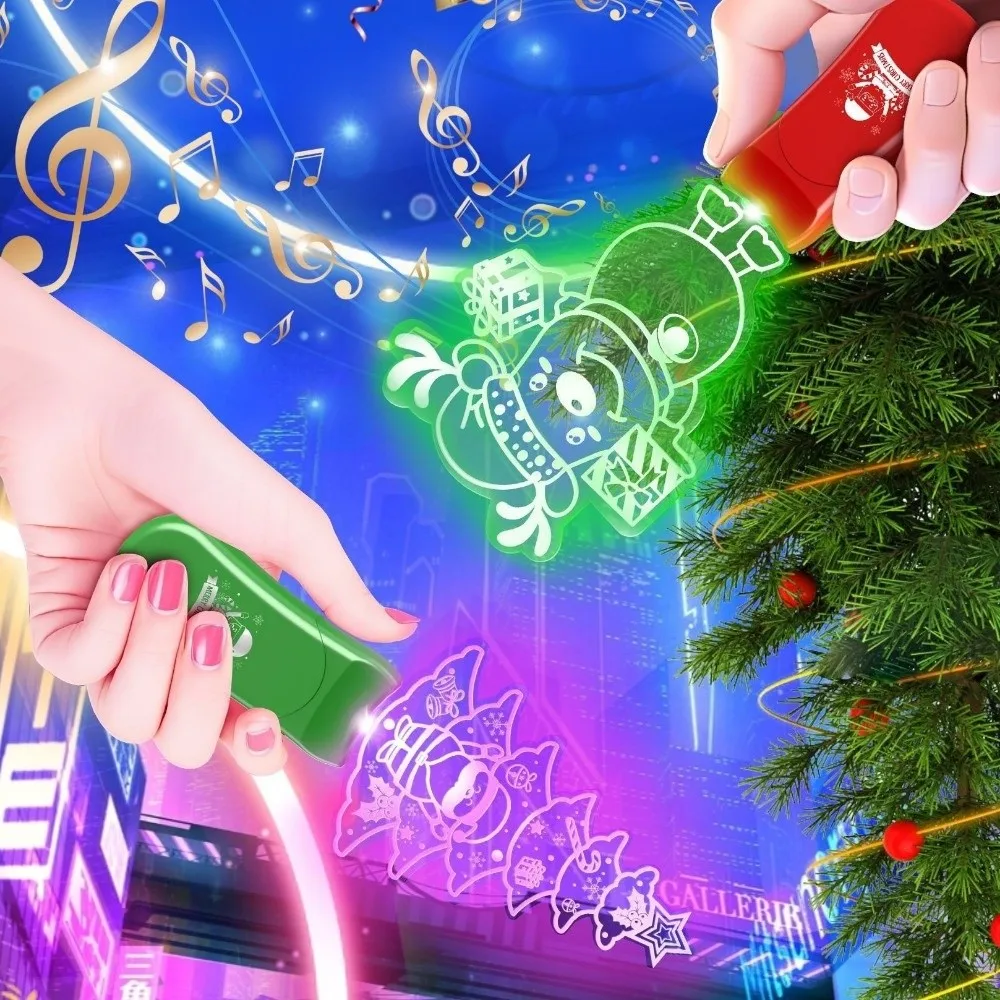 Halloween Lamp LED Glow Sticks with Sound Snowman Elk Colorful Mini Handheld Night Lights Santa Claus Christmas Music Glowing
