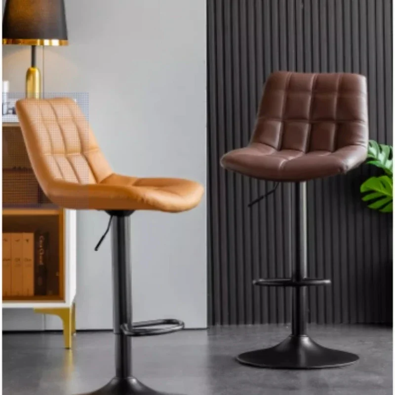 

Adjustable Height Luxury Nordic Bar Stool Modern Minimalist Backrest For Home Pub Reception Cashier Counter High Seat