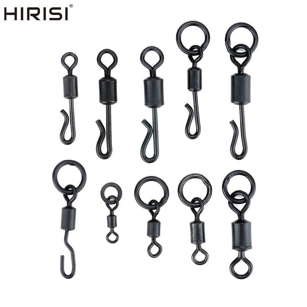 Hirisi 20 pièces carpe pêche émerillons boutons pression avec anneau solide changement rapide crochet de pêche émerillons haute qualité accessoires de pêche nouveau