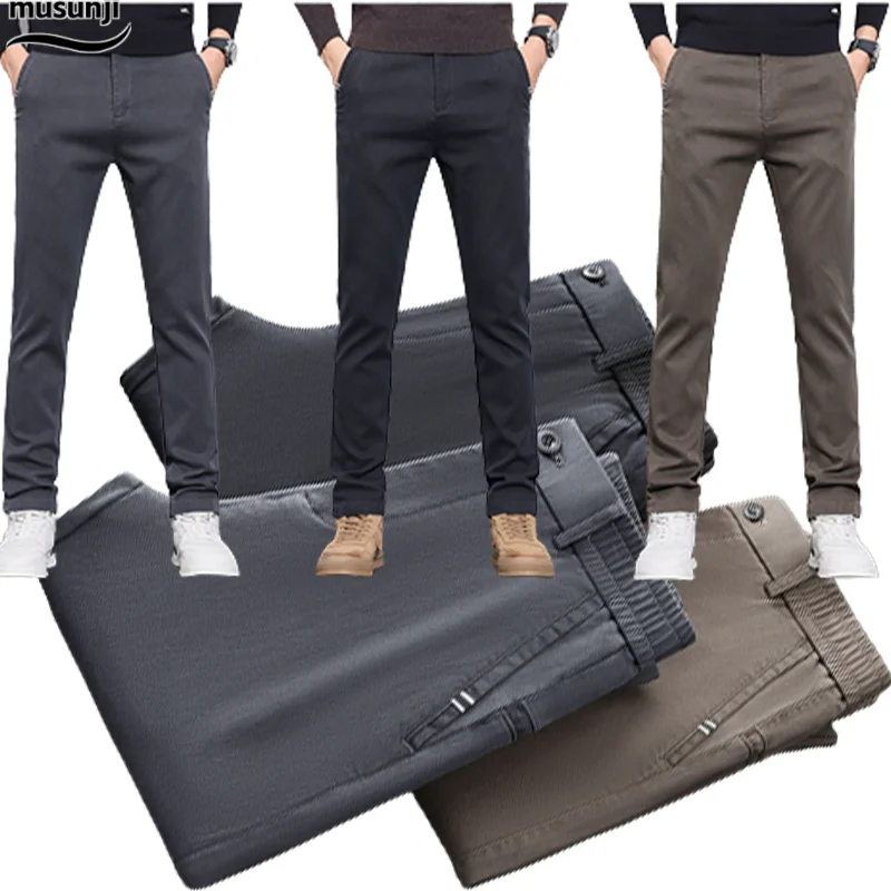 

New Autumn&Winter Lyocell Casual Pants Straight Stretch Smart Business Joker Slim Fit Trousers Men Clothing