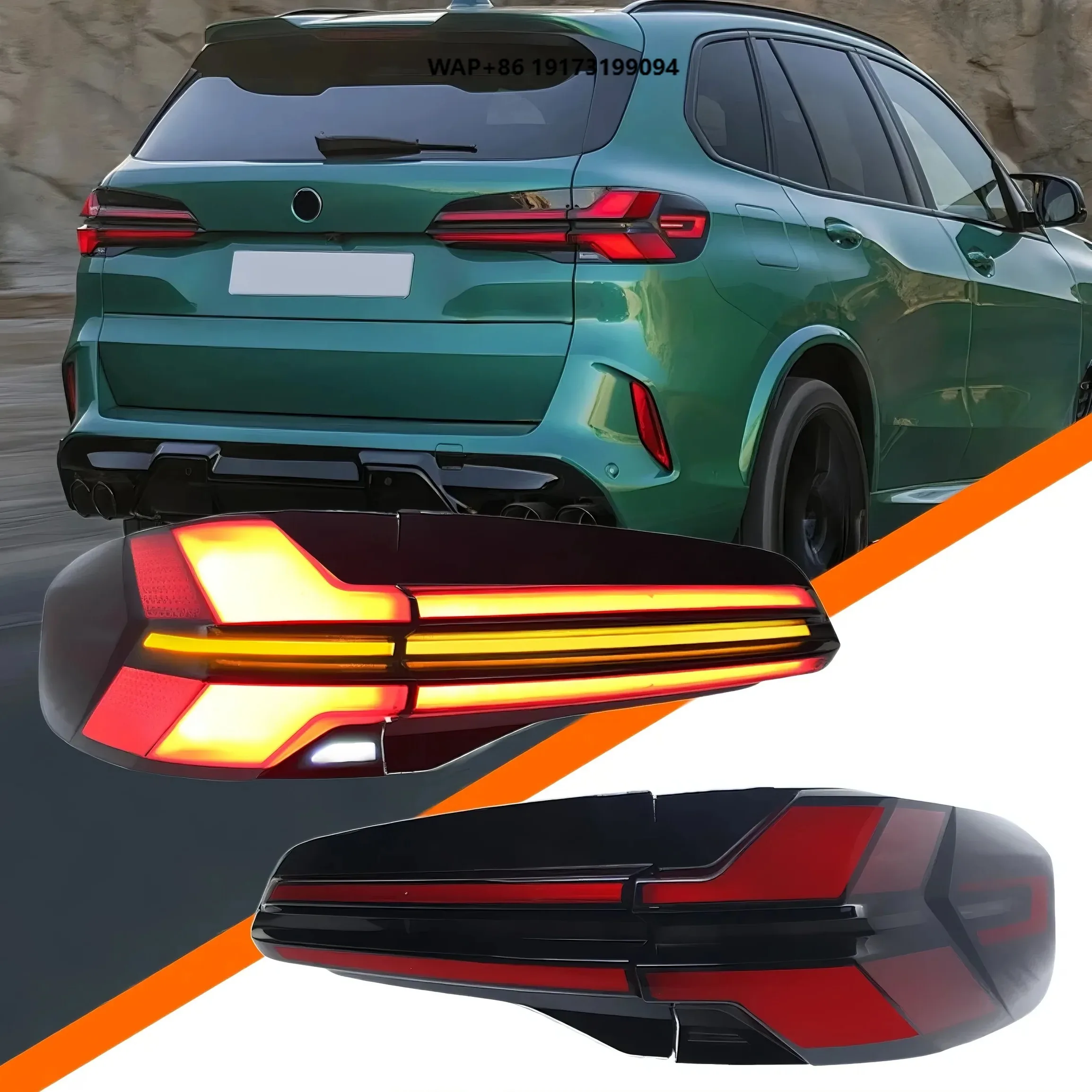 

LED Tail Lights for-BMW X5 G05 2018-2023 Sequential Turn Signal Black Housing LCI Upgrade Rear Light Assembly Plug and Play