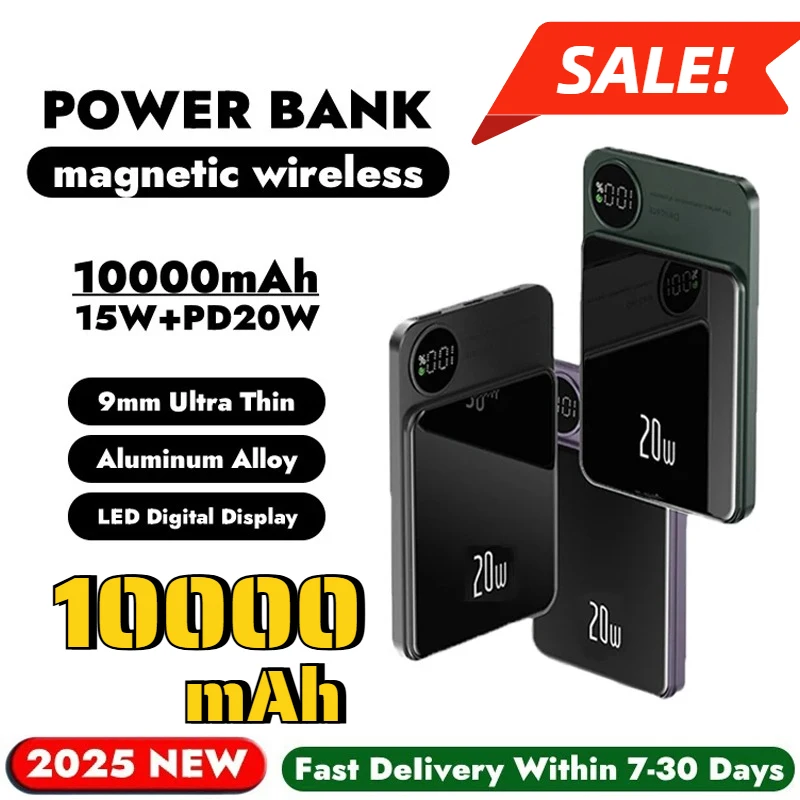 New 10000mAh Magnetic Wireless Power Bank 22.5W Fast Charger for Apple IPhone Samsung Xiaomi Powerbank External Spare Battery