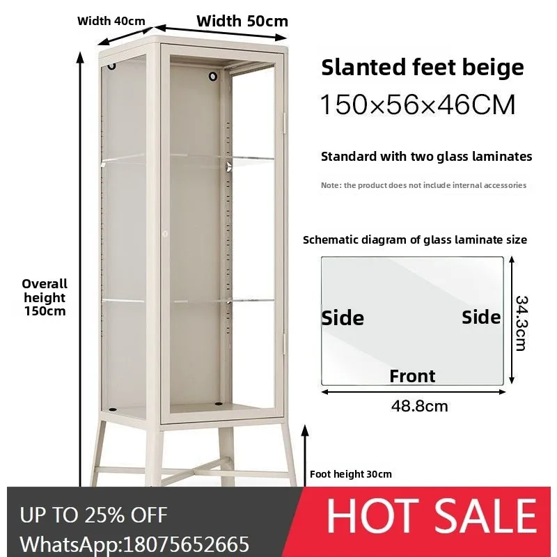 

HLZ Glass Display Cabinet Floor Standing Transparent Storage Floor Cabinet