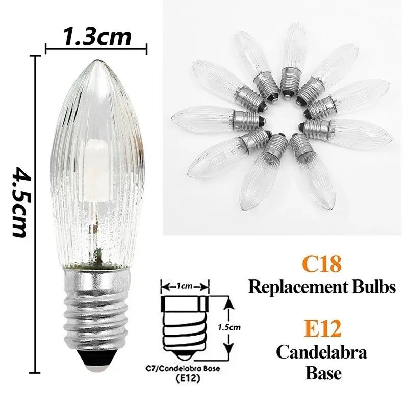 E10 LED Candle Light Replacement Lamp Bulbs for Light Chains 10V-55V AC for Bathroom Kitchen Home Lighting Bulbs Decor Lights