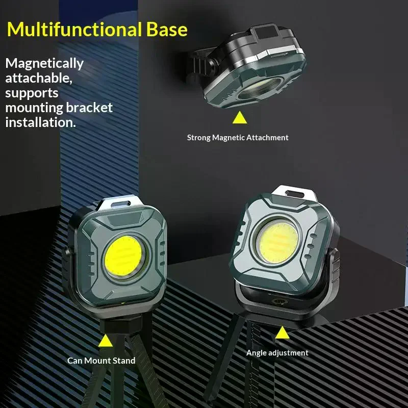 

Мини-светодиодный рабочий фонарь, перезаряжаемый портативный фонарик COB с магнитным основанием, уличный аварийный фонарь для кемпинга