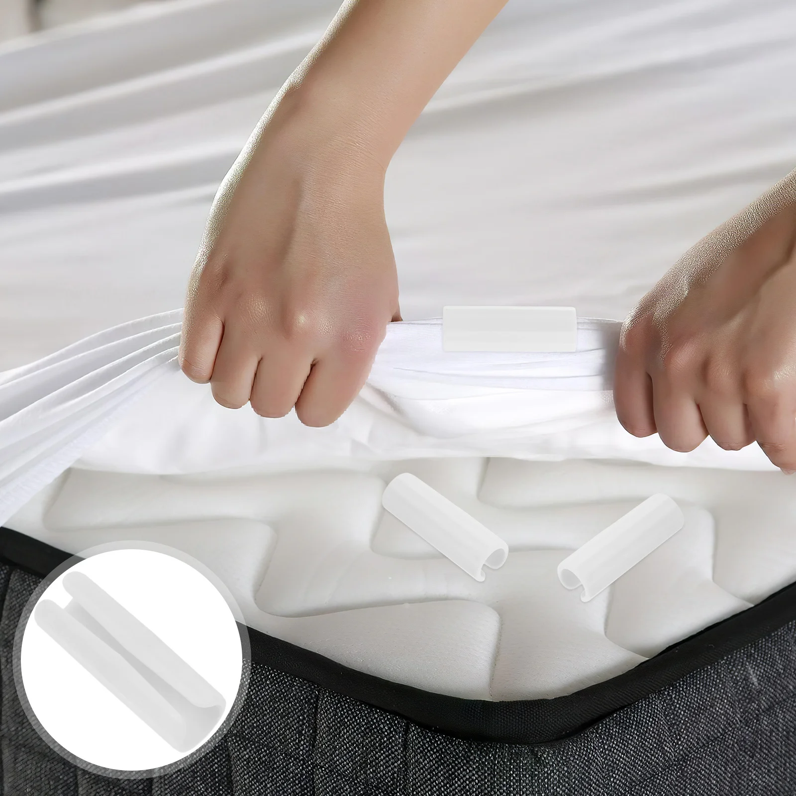 

50Pcs White Bed Sheet Clips Invisible Integration Quick Installation Plastic Construction Reliable Fitted Sheet Holders No