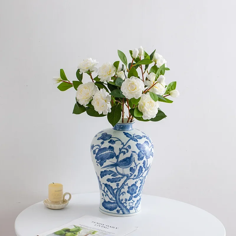 

Retro blue and white creative classical ceramic decorative vase living room flower arrangement entrance high-end ornament