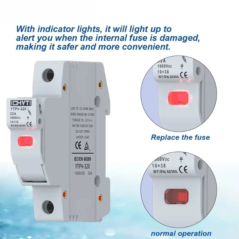Portafusibles Fusible térmico Pv de CC con precio del portafusibles