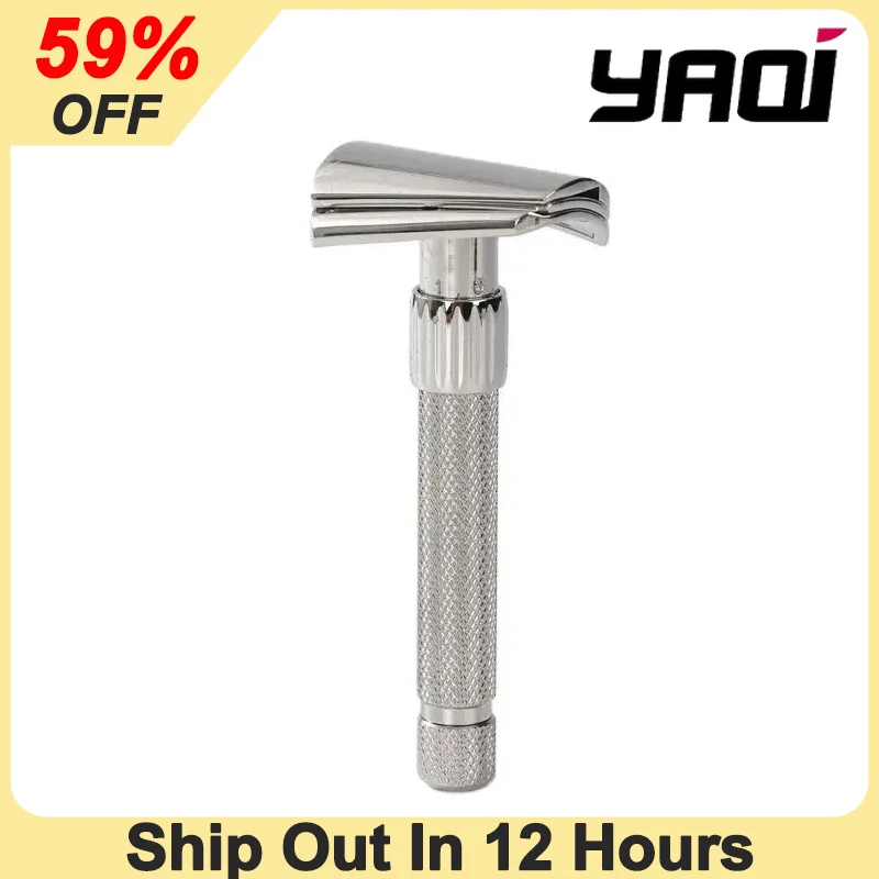 YAQI Ergonomic Design Adjustable Safety Razor For Mens Torqx Stainless Steel Slant Durability And A Sleek Polished Finish Razor