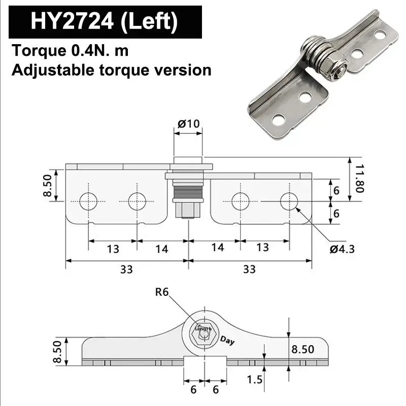 【TG16】1Pc 2025 New Stainless Steel Damping Hinge & Stop Any Stop Hinge Torque Adjustable Pivot For Equipment Connection