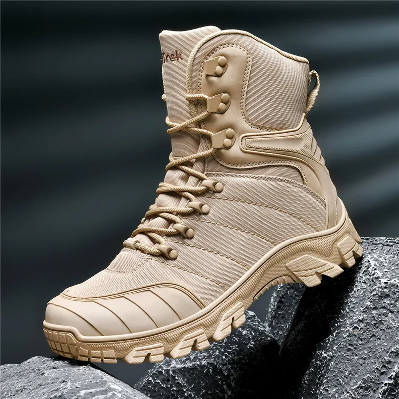 

Men's Combat Boots - High Top Tactical Hiking Boots, Outdoor Waterproof Anti-Slip Military Boots