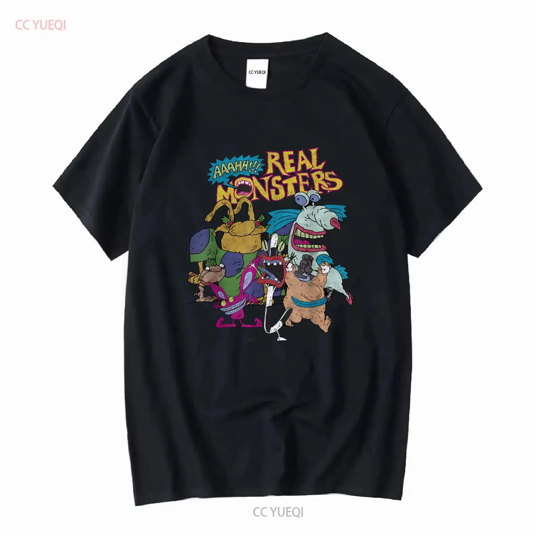 Aaahh Real Monsters todos los personajes camiseta de manga larga o corta vintage lavado suave elegante homme estirado gráfico de moda