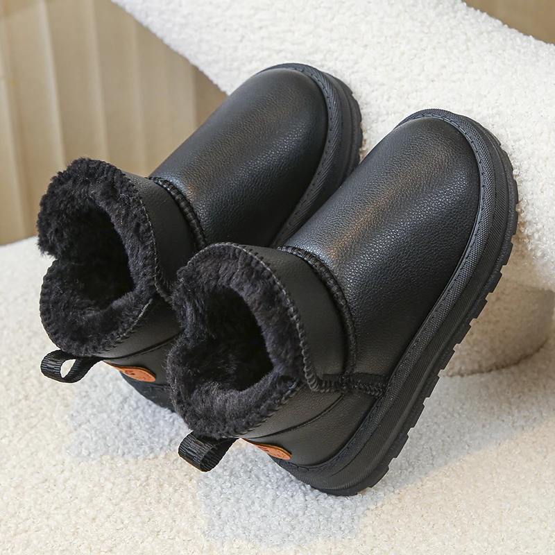 Faux Suede Warm Plush Cotton Shoes 2026 Children's Winter Snow Boots Boys Fashion Anti-slip Rubber Sole Girls Ankle Boot