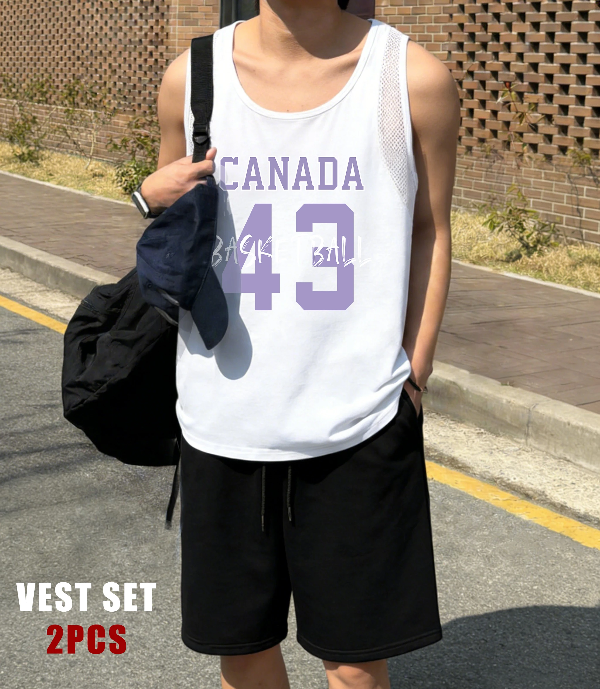 

Canada Basketball 43 Design Men Reticular Vests Set Soft Singlet Tops Fashion Shorts Fitness Tee Unisex Summer New Clothing