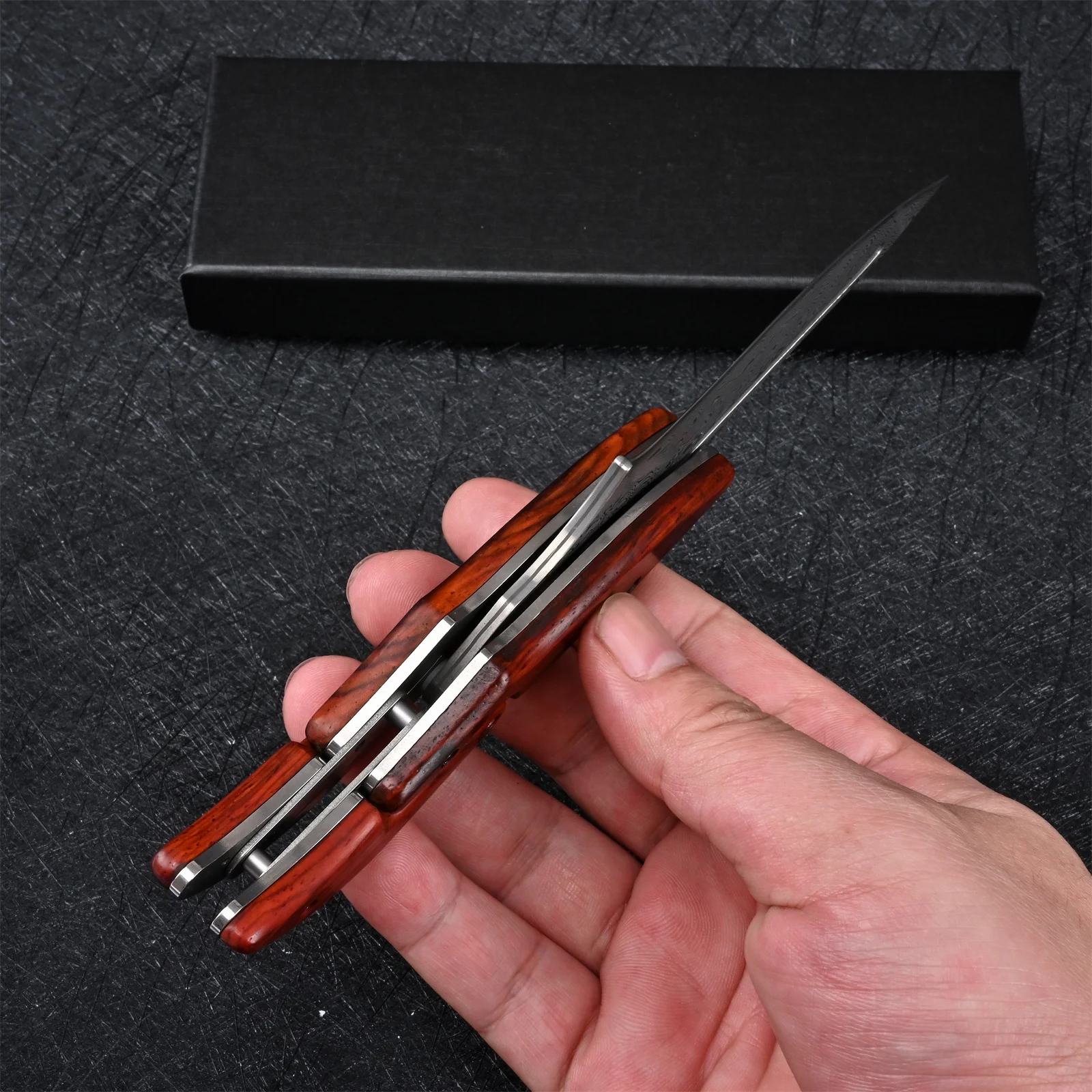 Cuchillos de Damasco VG10, cuchillo plegable mecánico táctico de caza, hoja fija, herramientas de defensa de bolsillo EDC para supervivencia y acampada al aire libre