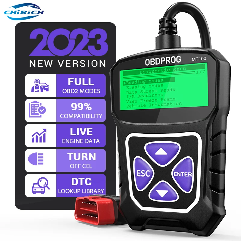 CHIRICH MT100 OBD2 Automotive Scanner Professional Code Reader Scanner Tool Auto Car Diagnostic Tool EOBD Engine Check PK ELM327