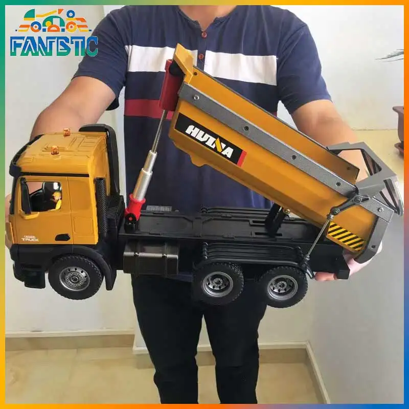 Huina 1536 12 Channel 1:14 Alloy Remote Control Full Proportional 8-Wheel Heavy-Duty Engineering Dump Truck With Lights