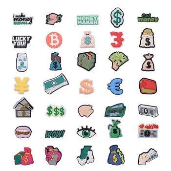 Moeda dinheiro em forma de personagens sapato fivelas encantos combinação designer para mulheres acessórios para meninas adultos unissex presente festa