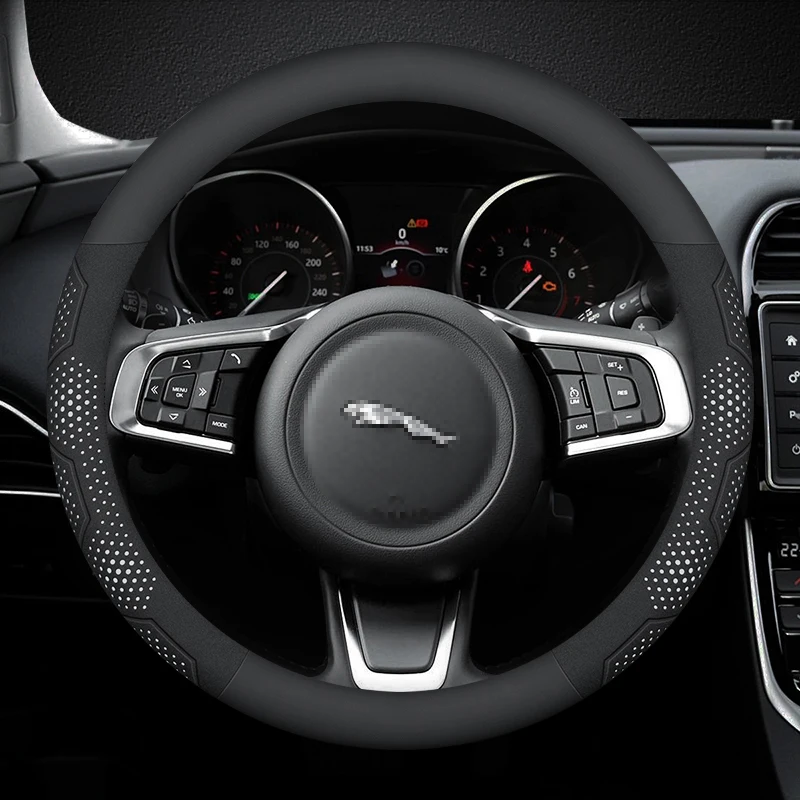 

For JAGUAR E-PACE F-PACE F-TYPE XE XF XK XJR XFR XJ XEL XFL Carbon fiber Suede Leather Car Steering Wheel Cover Auto Accessories
