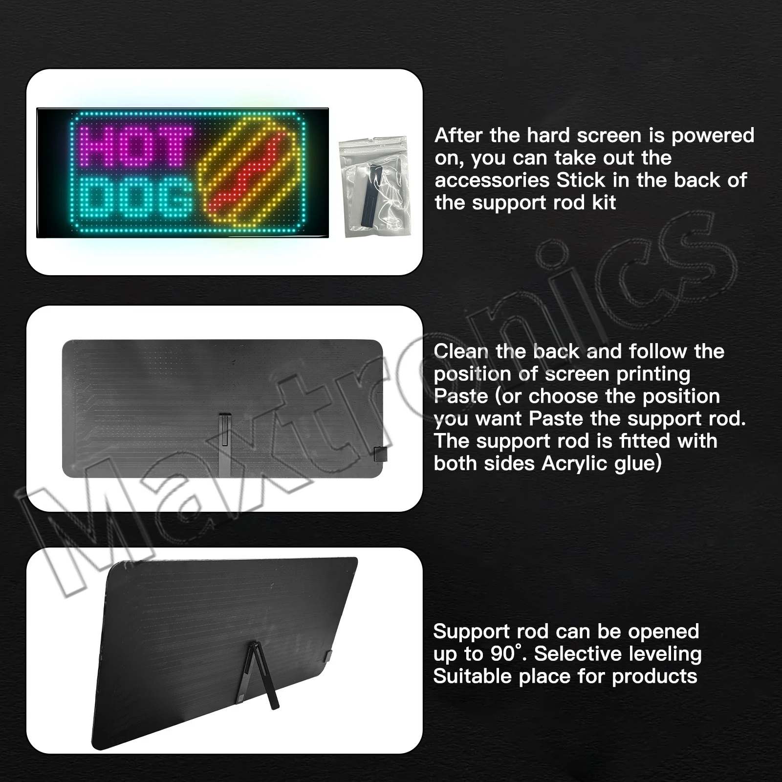 New Hard Screen Double Row LED Matrix Panel DIY Multilingual Text Pattern APP Remote Control for Store/ Bar/ Supermarket Display