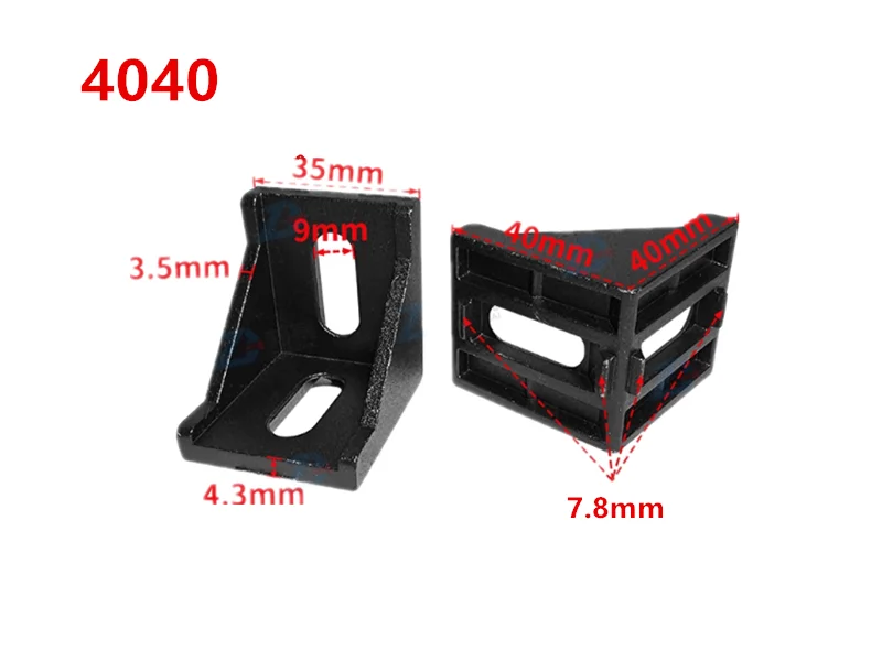 5pcs Black Angle Code Corner Bracket For Aluminum Profiles 2020 3030 4040 Rright-angle 90-degree Frame Fixing Parts Accessories view 4