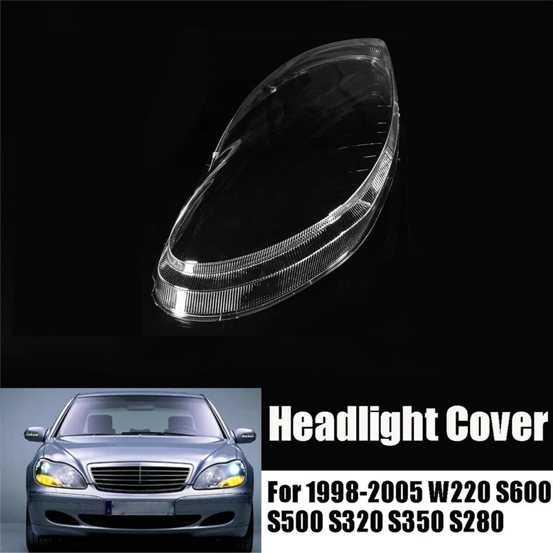 

1Pair Headlight Shell Lamp Shade Transparent Lens Cover For Mercedes-Benz S-Class W220 1998-2005 Headlamp Dust Cover