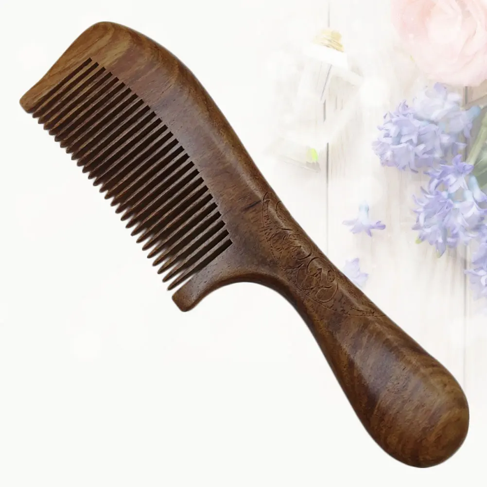 

Golden Silk Sandalwood Comb Durable Safe Wood Hair Massage Simple Beard U Slots Lightweight Travel Home Use Wooden Smooth