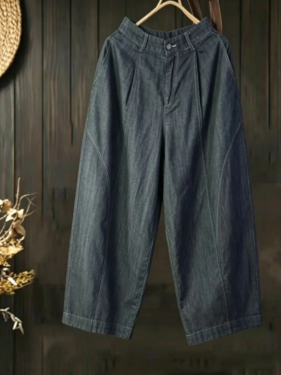 

Loose Straight Leg Blue Jeans Women's Summer Style Casual Loose Fit Body Shape Neutral Deep Blue Casual Pants for Ladies