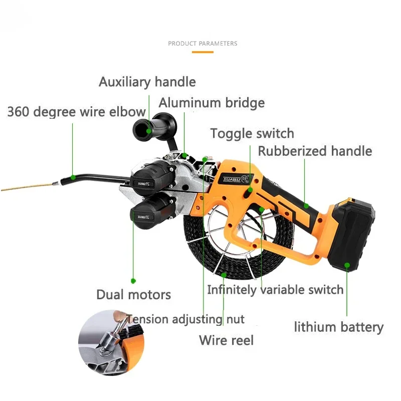 YYHC-Lithium Battery Pull Line Stringing Machine Equipment Electrician Electric Cable Cross Line Leading Tools High Power