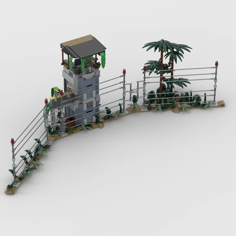 City Street View Model Moc Building Bricks Dino Fence V.2 Model Technology Blocks Christmas Toy DIY Assembly Construction Gift