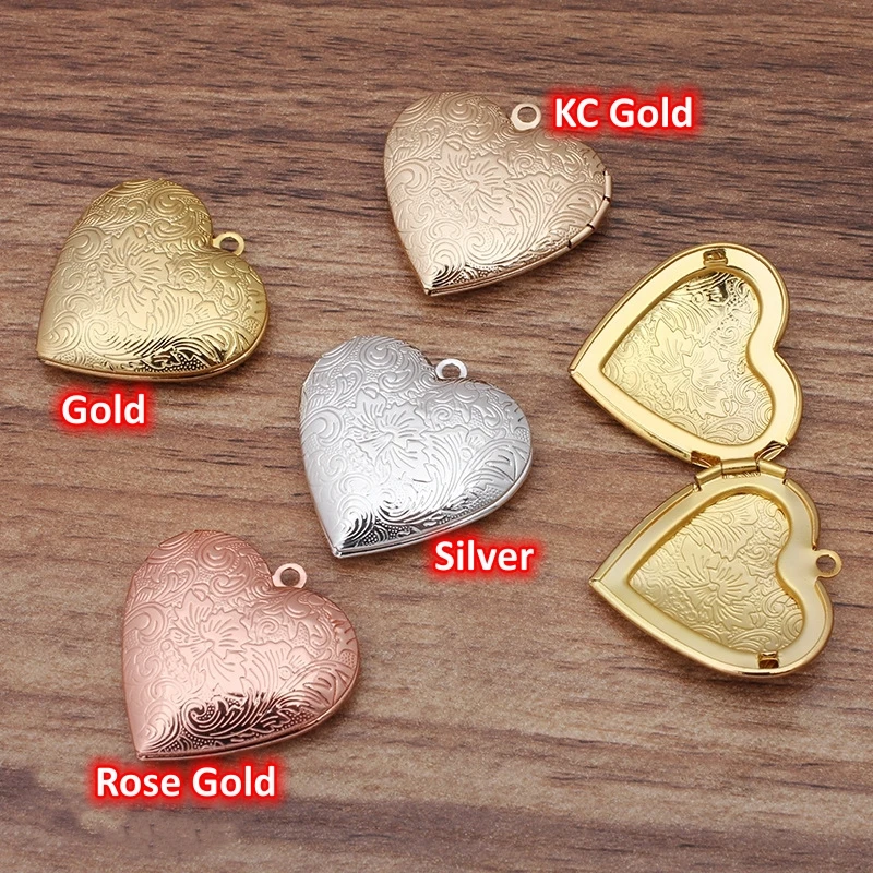 BoYuTe (10 Pieces/Lot) 29*27MM Metal Brass Heart Shaped Photo Locket Factory Direct Wholesale Locket Pendant