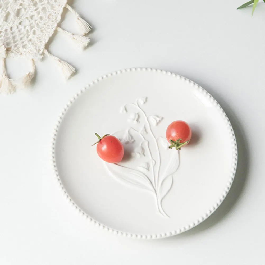 

Embossed Ceramic Steak Plate Premium Western Food Serving Dish for Home Restaurant Party Decorative Dinnerware