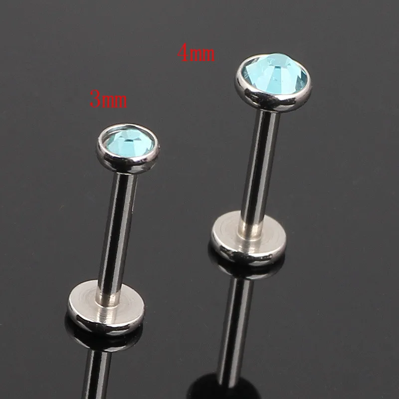 2 قطعة 3/4/5 مللي متر متعدد الألوان كريستال Labret الدائري الصلب 6-12 مللي متر بار الأذن الزنمة مونرو الشفاه مسمار داخليا الخيوط ثقب #4