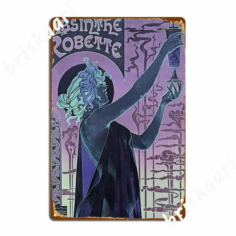 Woman Holding Glass Of Absinthe Metal Sign Plates Designing Wall Mural Mural Tin Sign Poster