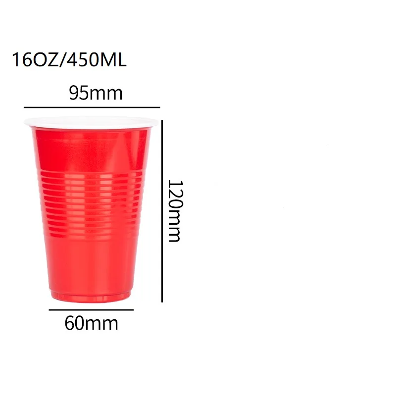 16 Oz Plastic Party Cups in Red Or Blue 16 Pack Cups for Beer Pong Game Drinks, Soda, Punch, Barbecue, Cola Or Water Disposable