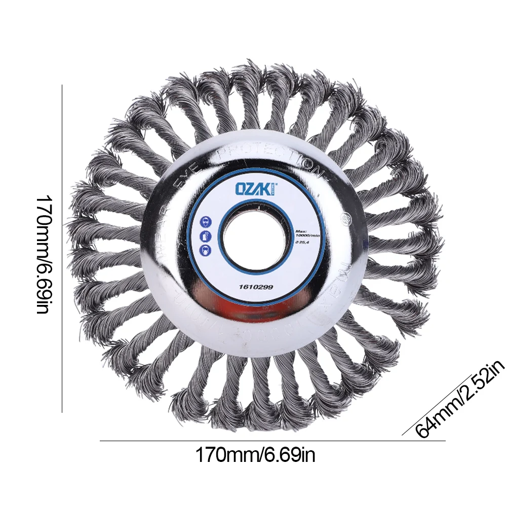 6인치 잡초 제거 브러시 헤드 정원 잡초 브러시 잔디 트리머 헤드 녹 제거 잡초 제거 휠 잔디 깎기 기계용 파워 정원 도구