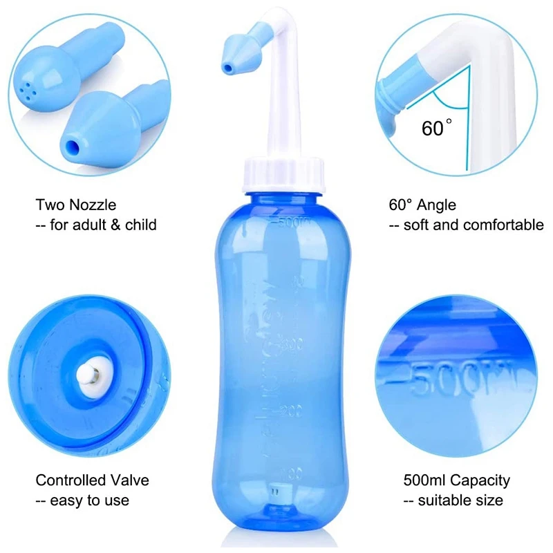 500Ml-detergente per naso per lavaggio naso, rondella nasale (flacone da 500Ml)
