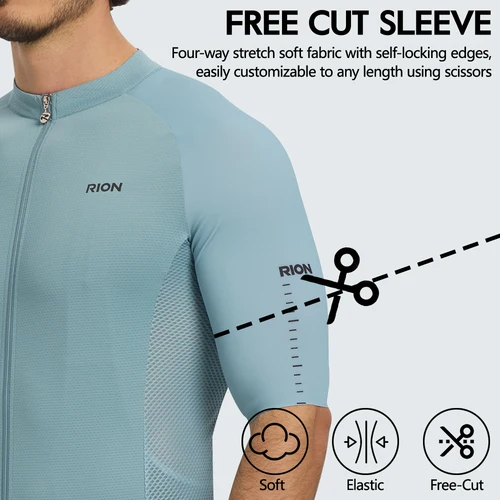 Imagen 2 del producto RION-camisetas de ciclismo para hombre, pantalones cortos con mangas, camisetas para bicicleta de montaña UPF 50+, uniforme de equipo profesional con protección solar, ropa para bicicleta de montaña