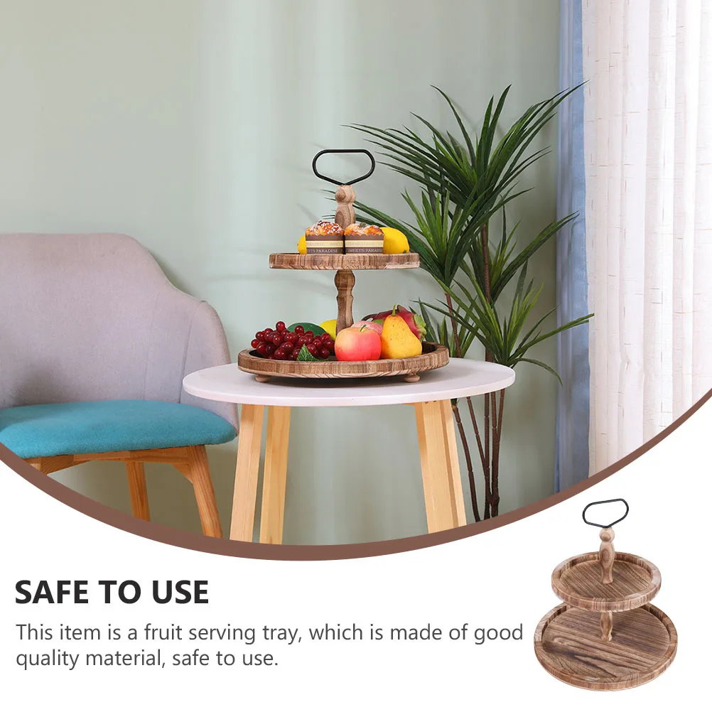 

1pc Wooden Fruit Tray With Cake Display Stand, Candy Storage Holder, Baking Dessert Shelf, Wedding Party Serving Board