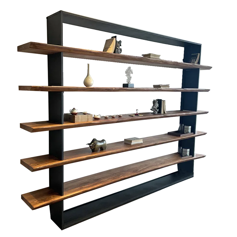 رف كتب أمريكي أصلي من الخشب الصلب، غرفة معيشة على الحائط، مكتب قديم، رف تخزين بسيط، رف عرض أرضي #4